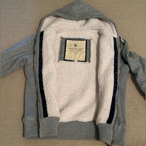 Abercrombie and fitch original grey fuzzy zip hoodie